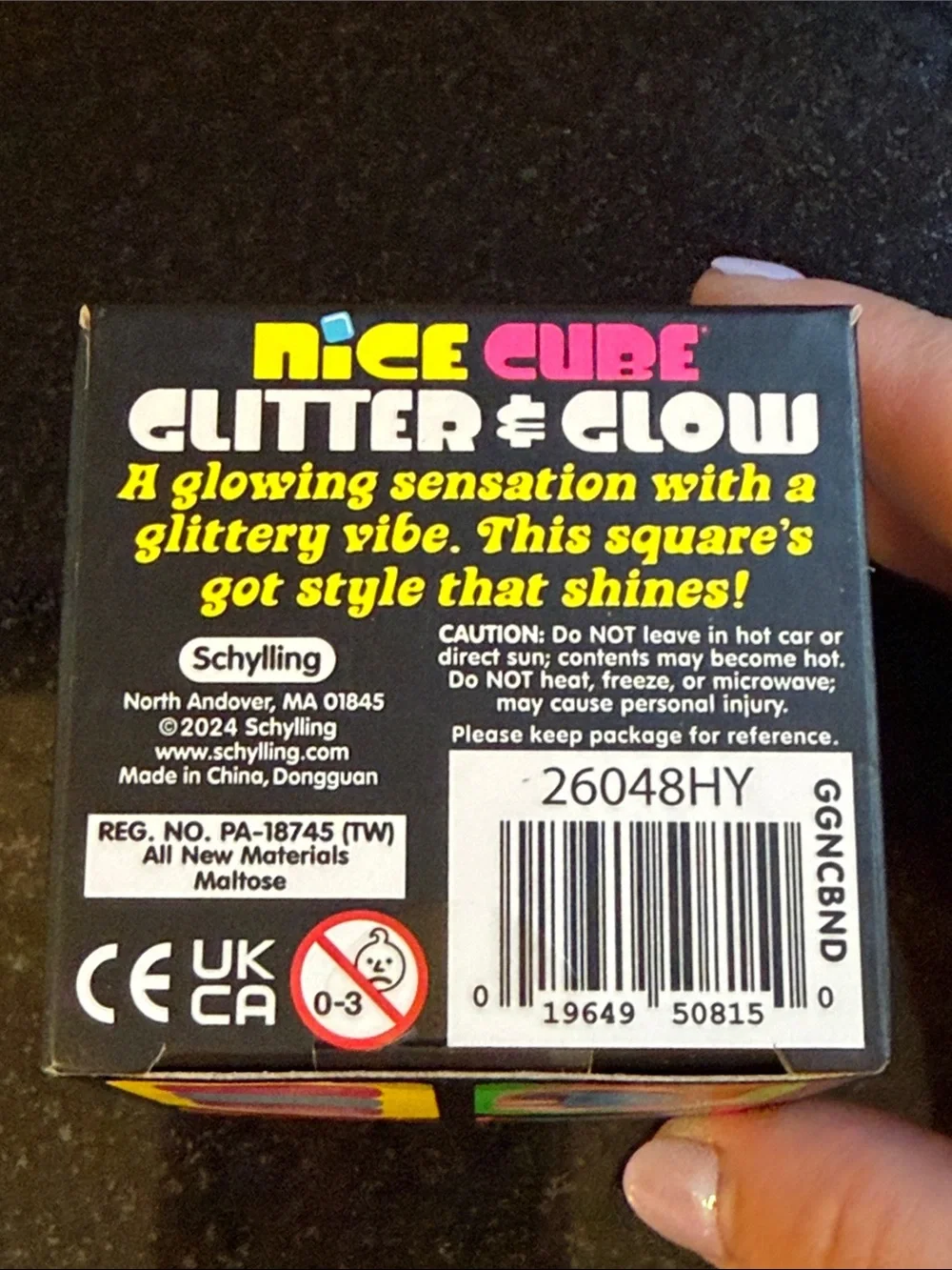 NIB 100% Auth NeeDoh Nice Cube Glitter & Glow Super Solid Squish - Blue